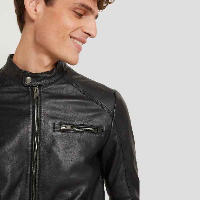 Wallace Black Racer Leather Jacket