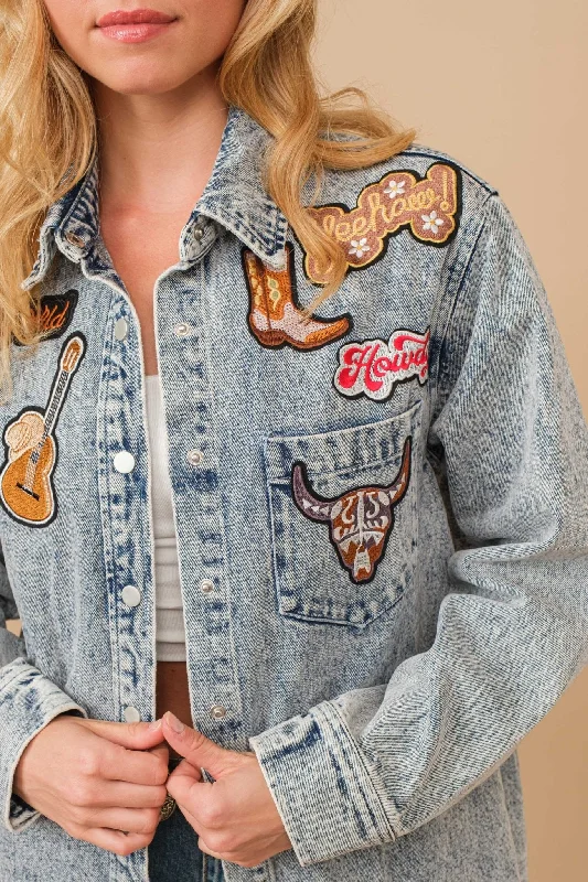 Light Wash Snap Up Rodeo Denim Jacket