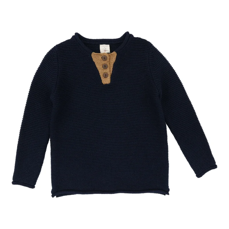 Analogie By Lil Legs Contrast Placket Sweater Navy/Camel