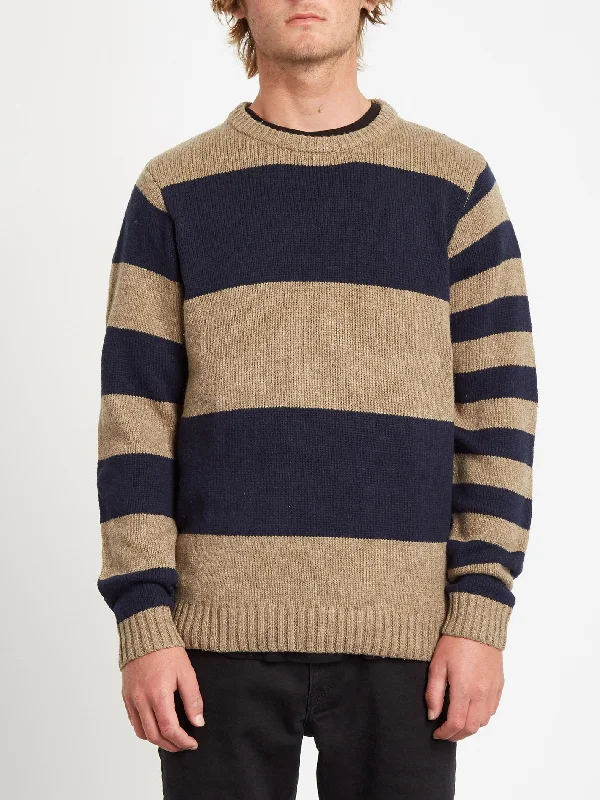 Edmonder Striped Pullover - KHAKI