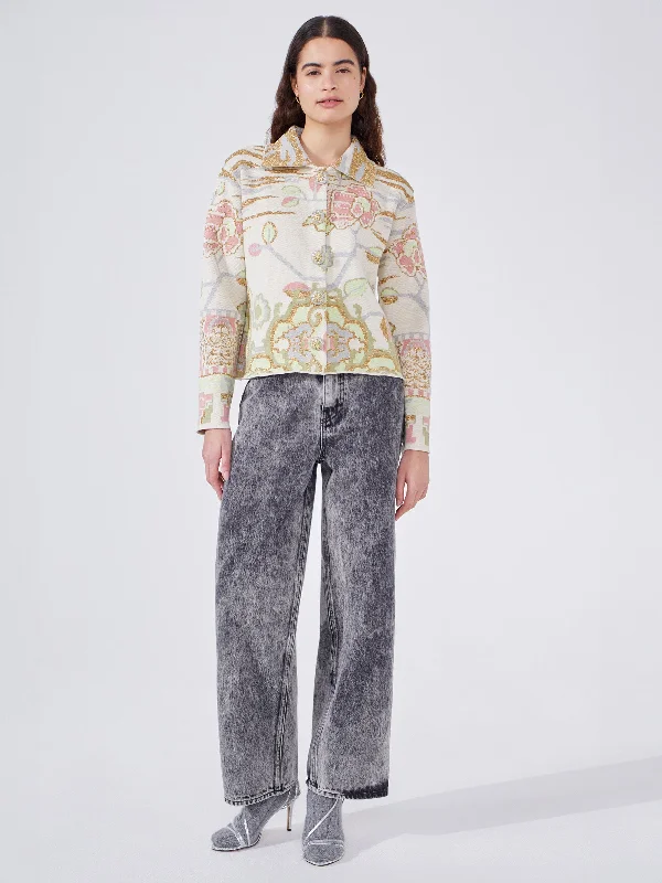 Lotus Carpet Cotton Jacquard Jacket Ecru