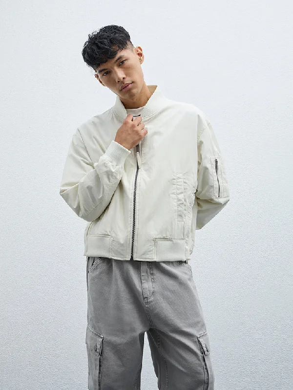 Nuon Off-White Relaxed-Fit Cotton Jacket