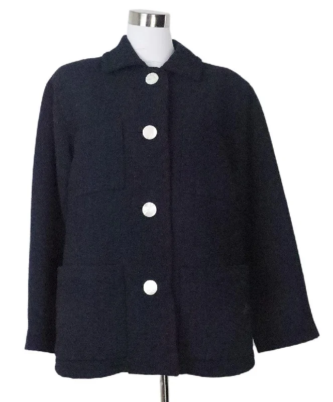 Oscar De La Renta Navy Wool Jacket sz 10