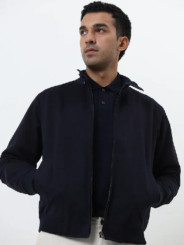 WES Casuals Navy Relaxed-Fit Cotton Jacket