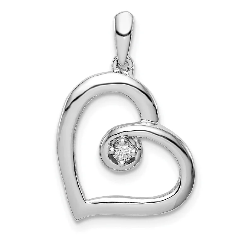 Double - Sided Pendant Necklace with a Photo Insert for Memory - Keepers.05 Carat Diamond Open Heart Pendant in Sterling Silver Double - Sided Pendant Necklace with a Photo Insert for Memory - Keepers.05 Carat Diamond Open Heart Pendant in Sterling Silver