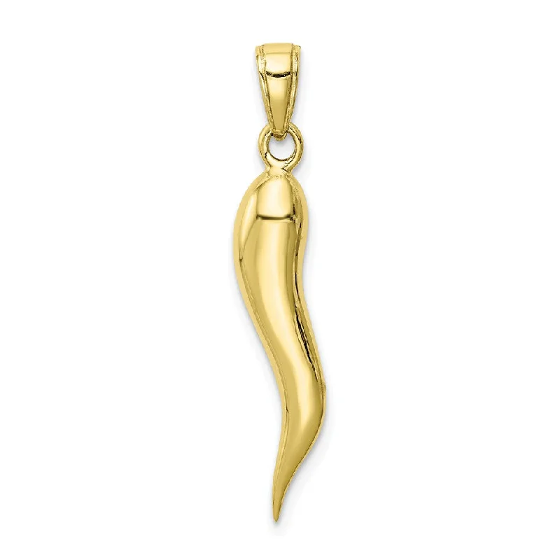 Double - Sided Pendant Necklace with a Photo Insert for Memory - Keepers10k Yellow Gold Solid 3D Italian Horn Pendant Double - Sided Pendant Necklace with a Photo Insert for Memory - Keepers10k Yellow Gold Solid 3D Italian Horn Pendant