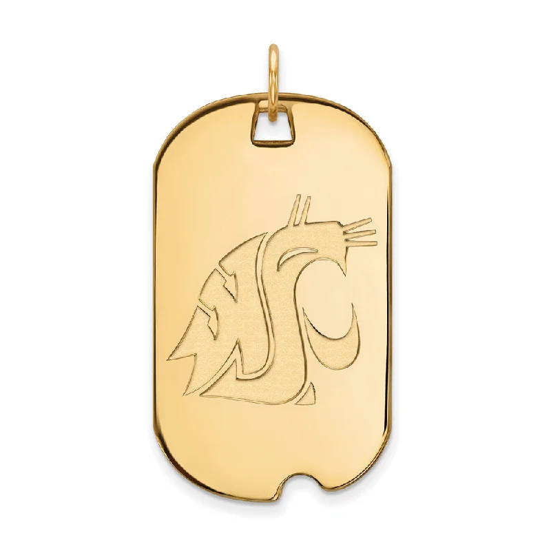 Magnetic - Locking Pendant with Hidden Compartment for Secret Messages10k Yellow Gold Washington State Large Mascot Dog Tag Pendant Magnetic - Locking Pendant with Hidden Compartment for Secret Messages10k Yellow Gold Washington State Large Mascot Dog Tag Pendant