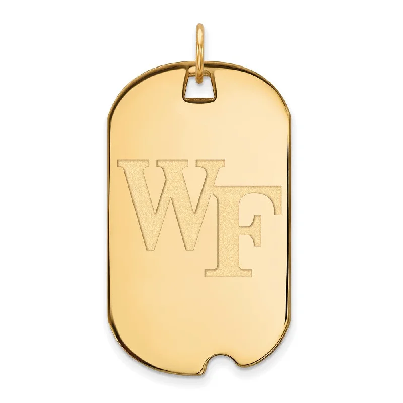 Military - Inspired Dog Tag Pendant with Engraved Service Numbers14k Gold Plated Silver Wake Forest U. Large 'WF' Dog Tag Pendant Military - Inspired Dog Tag Pendant with Engraved Service Numbers14k Gold Plated Silver Wake Forest U. Large 'WF' Dog Tag Pendant