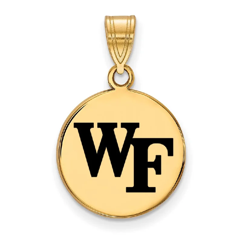 Pearl - Embellished Floral Pendant for a Feminine and Romantic Look14k Gold Plated Silver Wake Forest U. Medium Enamel 'WF' Disc Pendant