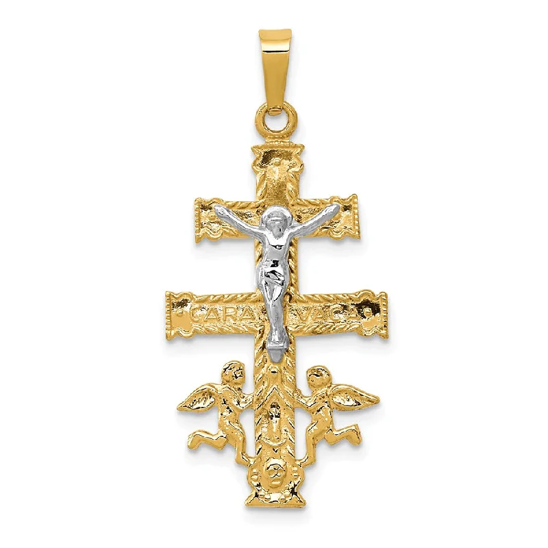 Customized Birthstone Pendant with Engraved Name for a Personalized Touch14k Two Tone Gold Caravaca Crucifix Cross Pendant Customized Birthstone Pendant with Engraved Name for a Personalized Touch14k Two Tone Gold Caravaca Crucifix Cross Pendant