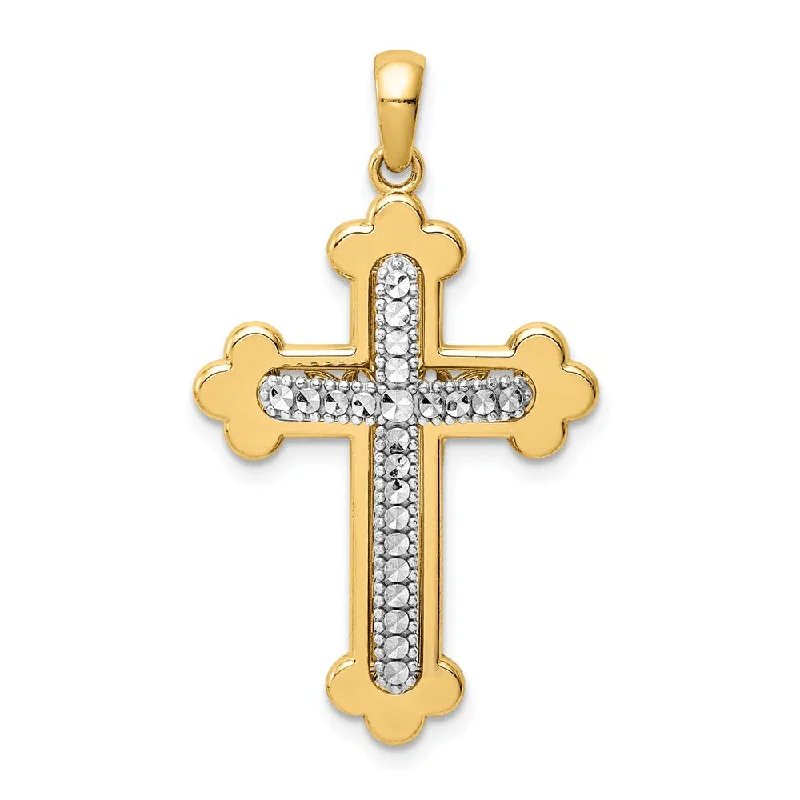 Water - Resistant Stainless Steel Diving - Themed Pendant for Divers14k Two Tone Gold Diamond-cut 3D Budded Cross Pendant, 20 x 35mm Water - Resistant Stainless Steel Diving - Themed Pendant for Divers14k Two Tone Gold Diamond-cut 3D Budded Cross Pendant, 20 x 35mm