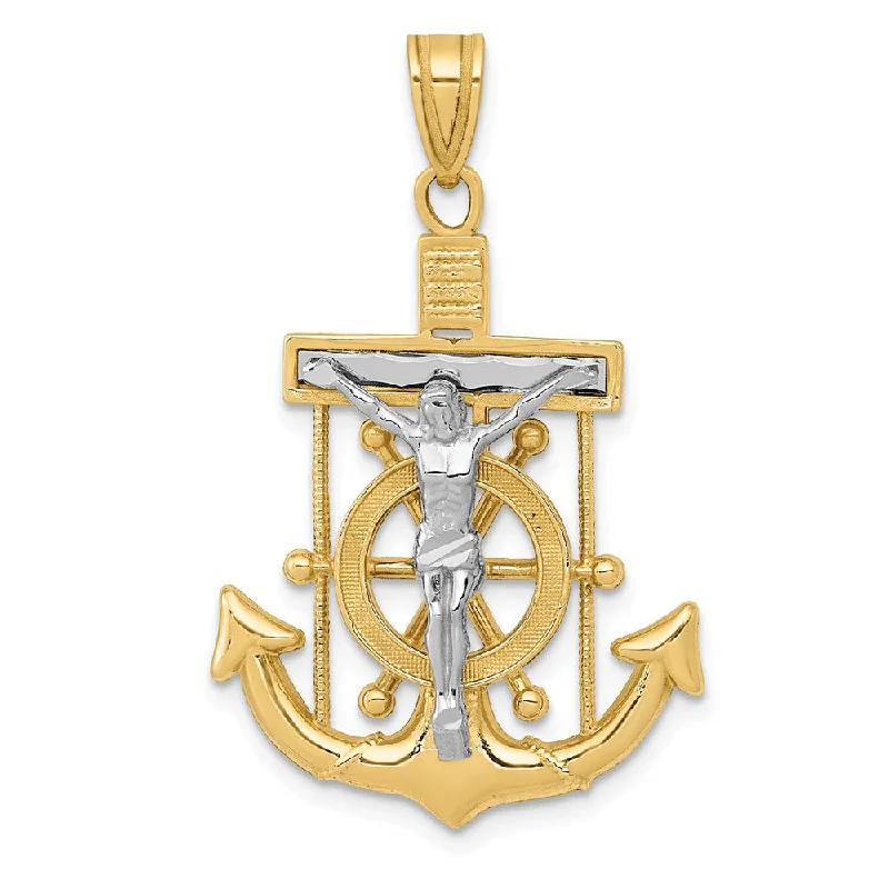 Double - Heart Pendant with Interlocking Design for Couples14k Two Tone Gold Diamond-cut Mariner's Crucifix Cross Pendant Double - Heart Pendant with Interlocking Design for Couples14k Two Tone Gold Diamond-cut Mariner's Crucifix Cross Pendant