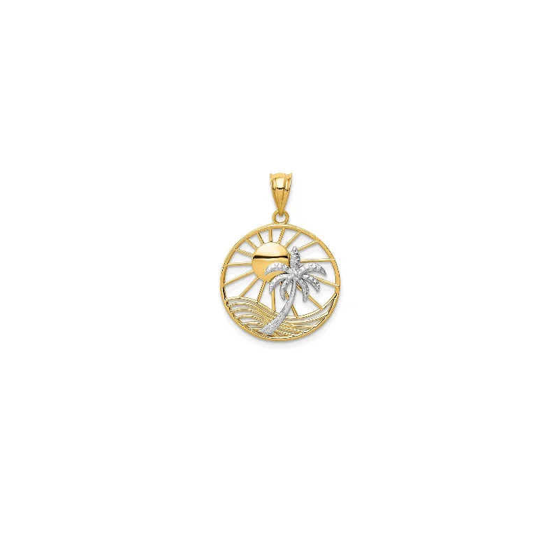 Rhinestone - Encrusted Crown Pendant for Little Girls' Dress - UpTwo-Tone Sunny Beach Palm Tree Pendant (14K) Rhinestone - Encrusted Crown Pendant for Little Girls' Dress - UpTwo-Tone Sunny Beach Palm Tree Pendant (14K)