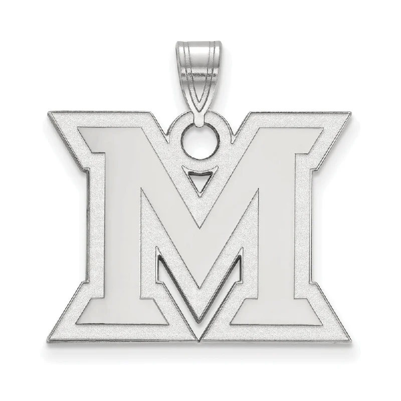 14k White Gold Miami U Large Initial M Pendant