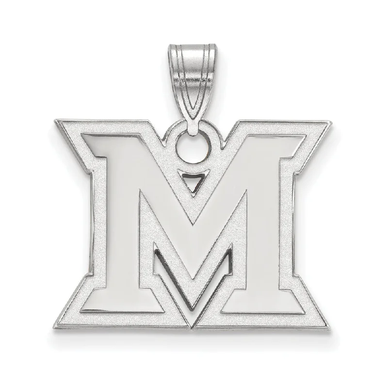 14k White Gold Miami U Medium Initial M Pendant