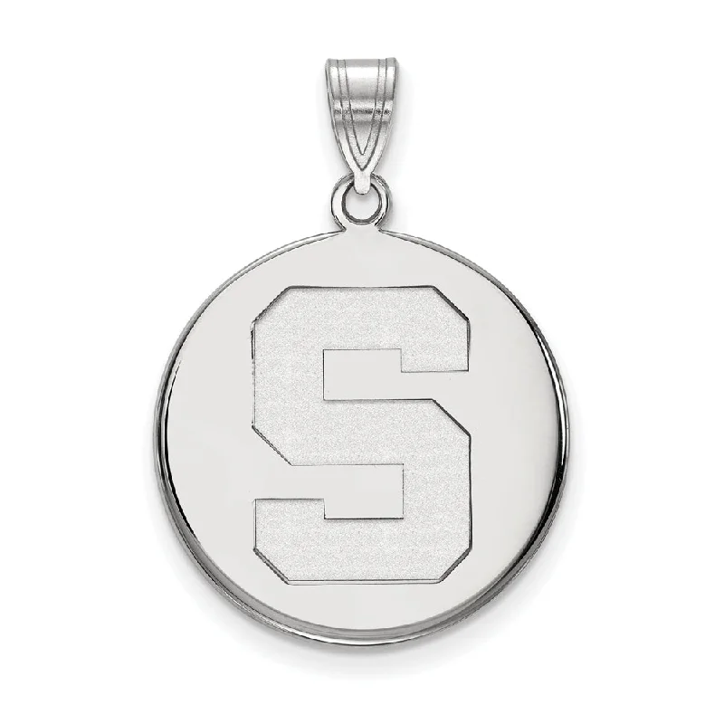14k White Gold Michigan State Large Disc Pendant