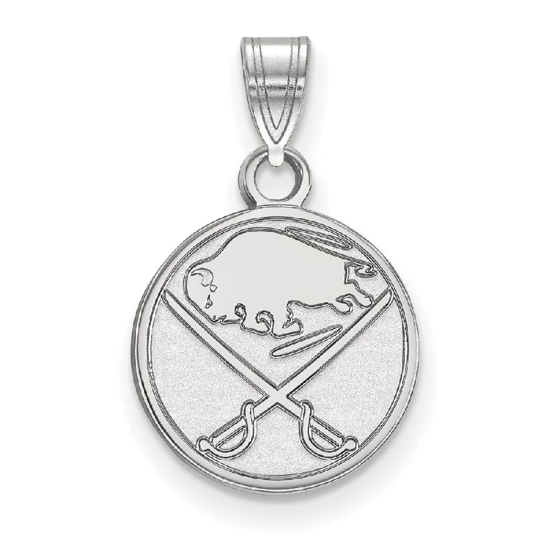 14k White Gold NHL Buffalo Sabres Small Disc Pendant