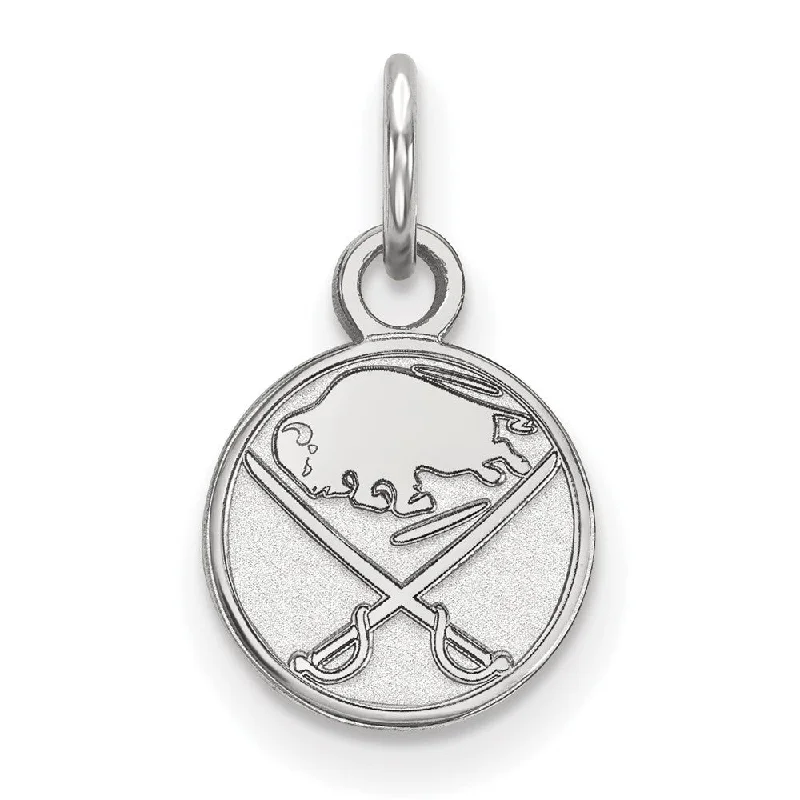 14k White Gold NHL Buffalo Sabres XS (Tiny) Disc Charm or Pendant