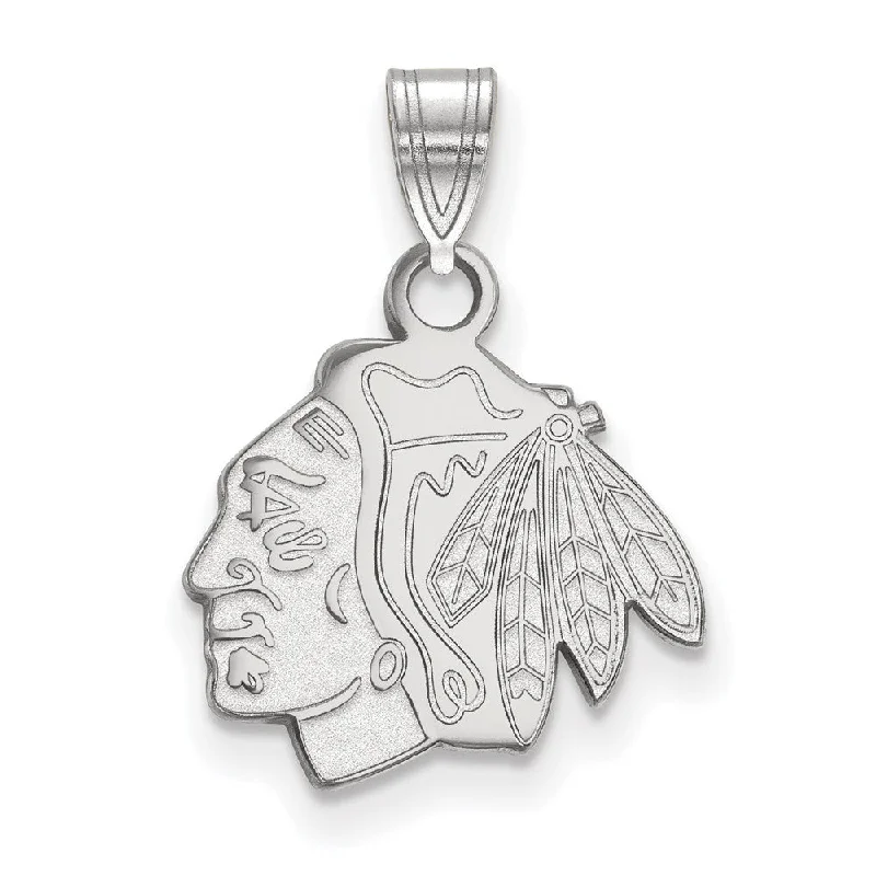 14k White Gold NHL Chicago Blackhawks Small Logo Pendant