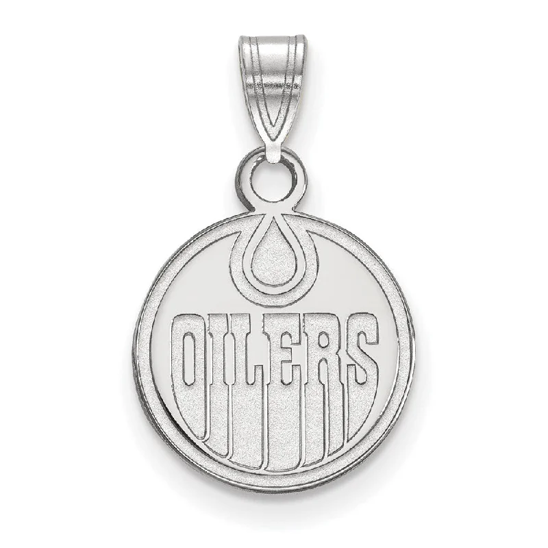 14k White Gold NHL Edmonton Oilers Small Disc Pendant