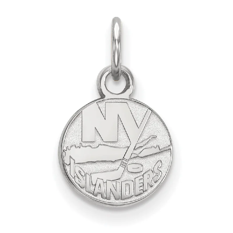14k White Gold NHL New York Islanders XS (Tiny) Disc Charm or Pendant