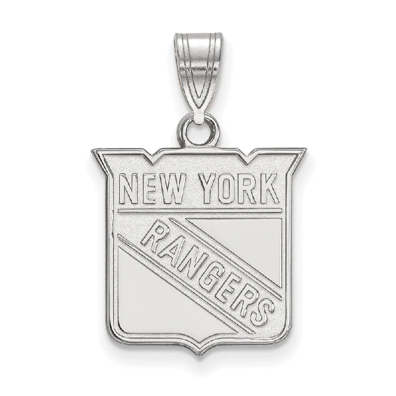 14k White Gold NHL New York Rangers Medium Pendant