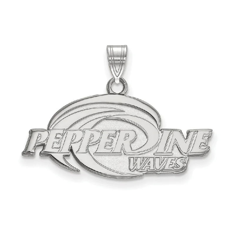 14k White Gold Pepperdine U. Small Logo Pendant