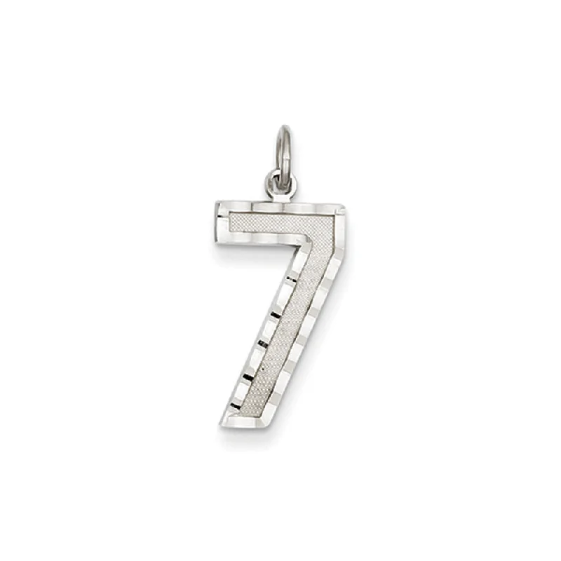 Water - Resistant Stainless Steel Diving - Themed Pendant for Divers14k White Gold, Varsity Collection, Large D/C Pendant, Number 7