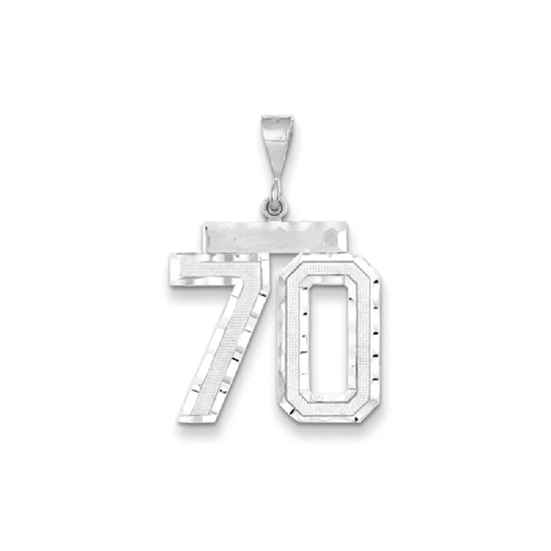 Military - Inspired Dog Tag Pendant with Engraved Service Numbers14k White Gold, Varsity Collection, Large D/C Pendant, Number 70 Military - Inspired Dog Tag Pendant with Engraved Service Numbers14k White Gold, Varsity Collection, Large D/C Pendant, Number 70
