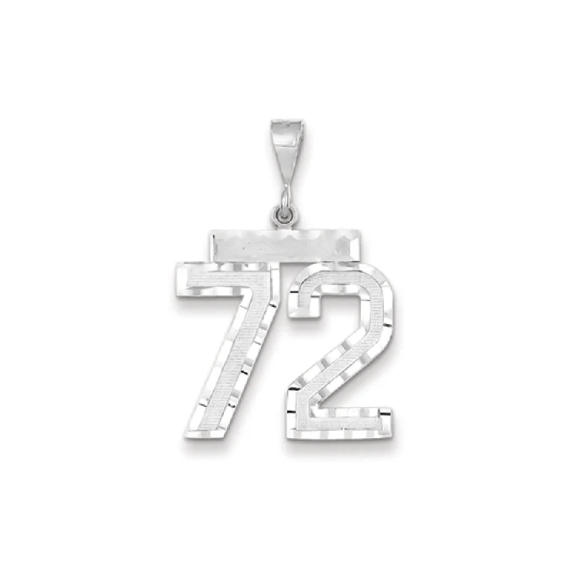 Customized Birthstone Pendant with Engraved Name for a Personalized Touch14k White Gold, Varsity Collection, Large D/C Pendant, Number 72 Customized Birthstone Pendant with Engraved Name for a Personalized Touch14k White Gold, Varsity Collection, Large D/C Pendant, Number 72