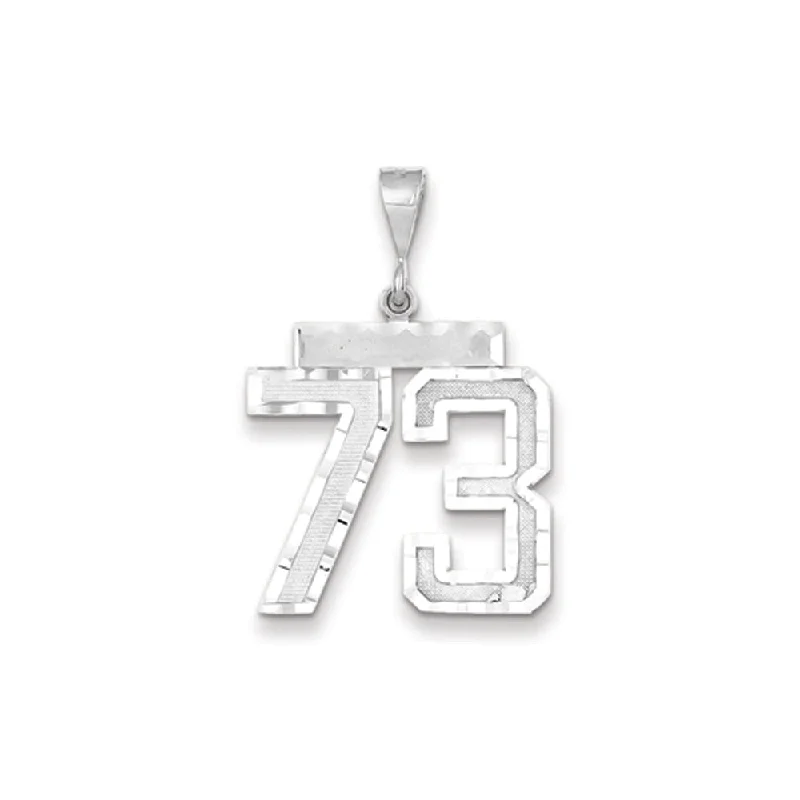 Pearl - Embellished Floral Pendant for a Feminine and Romantic Look14k White Gold, Varsity Collection, Large D/C Pendant, Number 73 Pearl - Embellished Floral Pendant for a Feminine and Romantic Look14k White Gold, Varsity Collection, Large D/C Pendant, Number 73