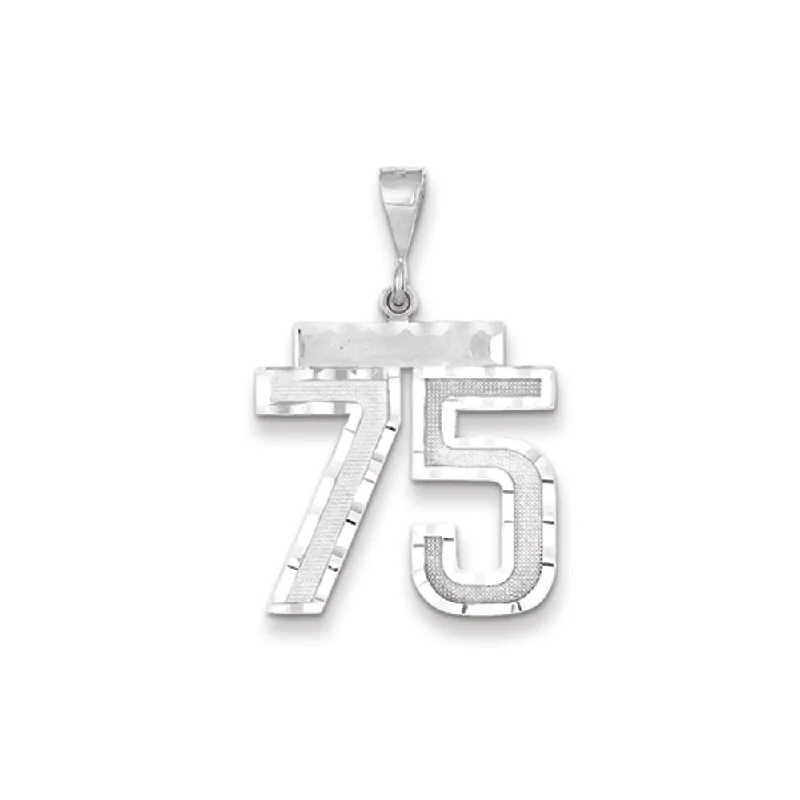 Glow - in - the - Dark Starry Sky Pendant for Nighttime Adventures14k White Gold, Varsity Collection, Large D/C Pendant, Number 75 Glow - in - the - Dark Starry Sky Pendant for Nighttime Adventures14k White Gold, Varsity Collection, Large D/C Pendant, Number 75