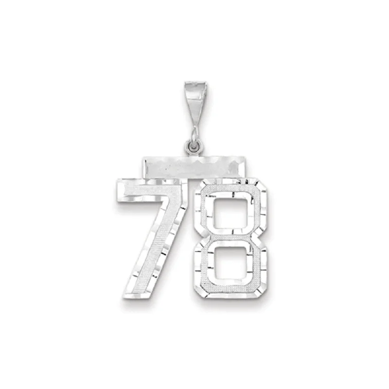 Water - Resistant Stainless Steel Diving - Themed Pendant for Divers14k White Gold, Varsity Collection, Large D/C Pendant, Number 78
