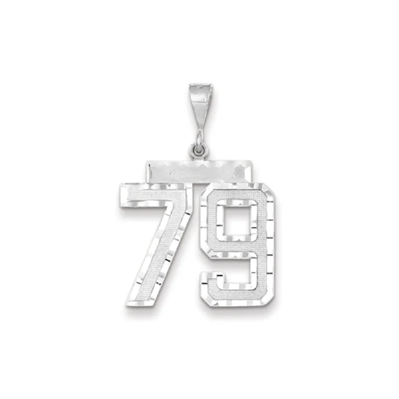 Handmade Leather - Wrapped Crystal Pendant for a Bohemian Aesthetic14k White Gold, Varsity Collection, Large D/C Pendant, Number 79 Handmade Leather - Wrapped Crystal Pendant for a Bohemian Aesthetic14k White Gold, Varsity Collection, Large D/C Pendant, Number 79