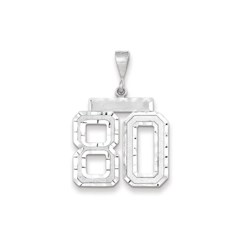 Glow - in - the - Dark Starry Sky Pendant for Nighttime Adventures14k White Gold, Varsity Collection, Large D/C Pendant, Number 80 Glow - in - the - Dark Starry Sky Pendant for Nighttime Adventures14k White Gold, Varsity Collection, Large D/C Pendant, Number 80