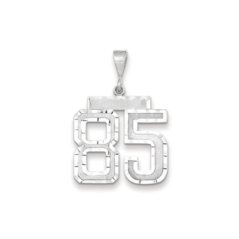 Double - Heart Pendant with Interlocking Design for Couples14k White Gold, Varsity Collection, Large D/C Pendant, Number 85 Double - Heart Pendant with Interlocking Design for Couples14k White Gold, Varsity Collection, Large D/C Pendant, Number 85