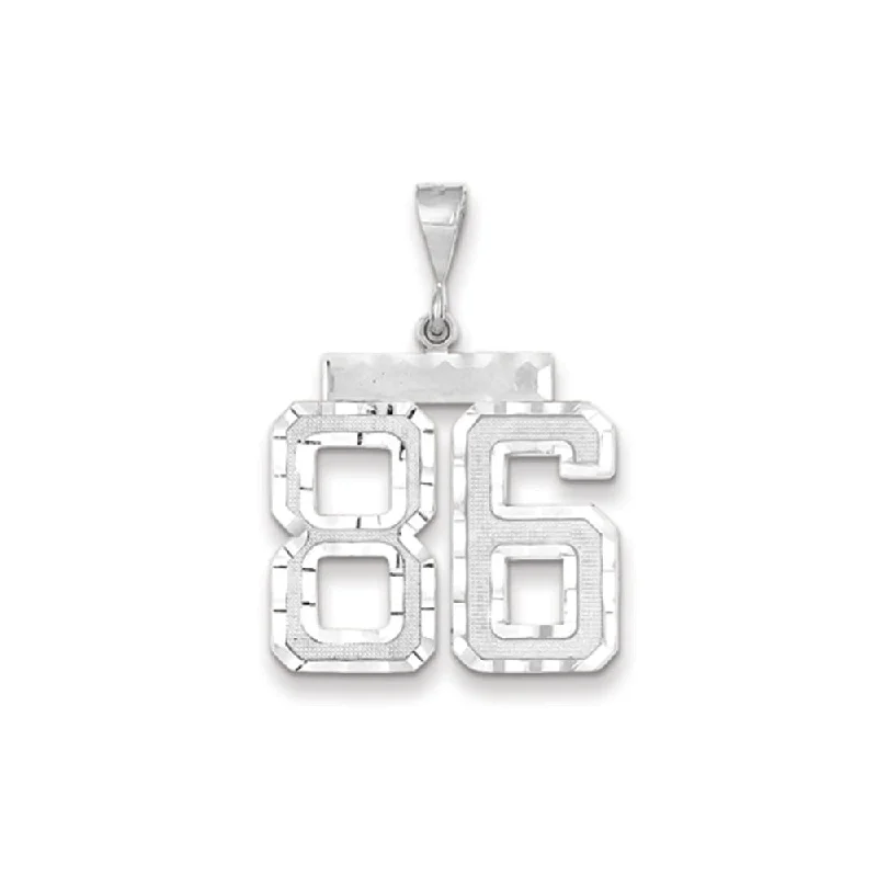 Magnetic - Locking Pendant with Hidden Compartment for Secret Messages14k White Gold, Varsity Collection, Large D/C Pendant, Number 86 Magnetic - Locking Pendant with Hidden Compartment for Secret Messages14k White Gold, Varsity Collection, Large D/C Pendant, Number 86