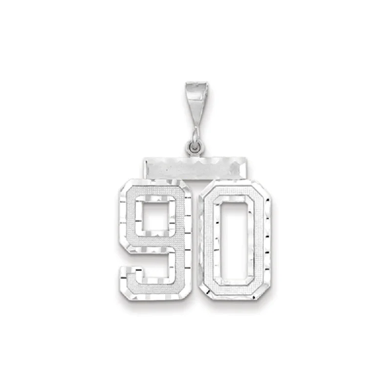 Customized Birthstone Pendant with Engraved Name for a Personalized Touch14k White Gold, Varsity Collection, Large D/C Pendant, Number 90 Customized Birthstone Pendant with Engraved Name for a Personalized Touch14k White Gold, Varsity Collection, Large D/C Pendant, Number 90