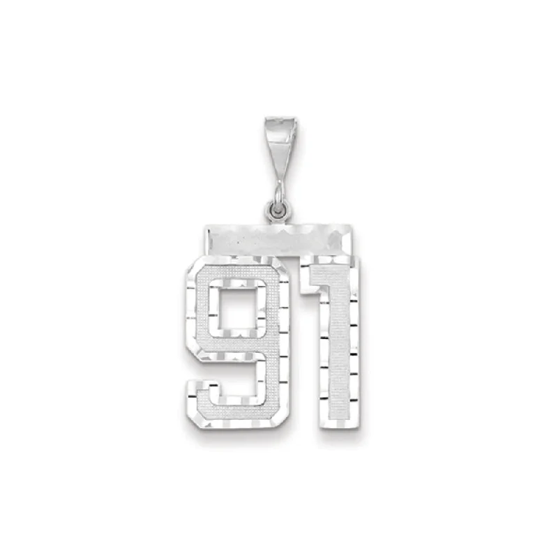 Water - Resistant Stainless Steel Diving - Themed Pendant for Divers14k White Gold, Varsity Collection, Large D/C Pendant, Number 91 Water - Resistant Stainless Steel Diving - Themed Pendant for Divers14k White Gold, Varsity Collection, Large D/C Pendant, Number 91