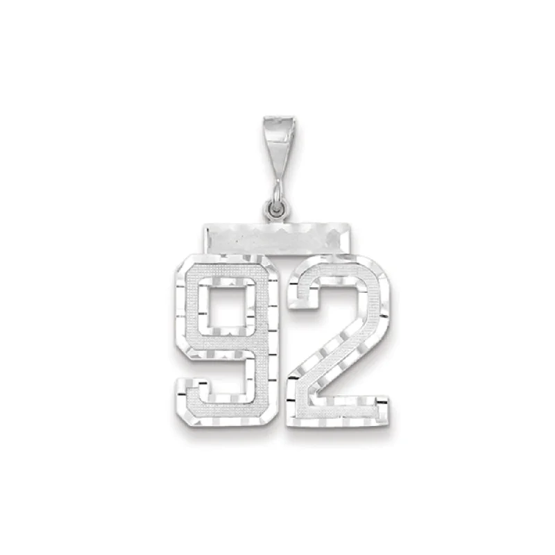 Handmade Leather - Wrapped Crystal Pendant for a Bohemian Aesthetic14k White Gold, Varsity Collection, Large D/C Pendant, Number 92 Handmade Leather - Wrapped Crystal Pendant for a Bohemian Aesthetic14k White Gold, Varsity Collection, Large D/C Pendant, Number 92