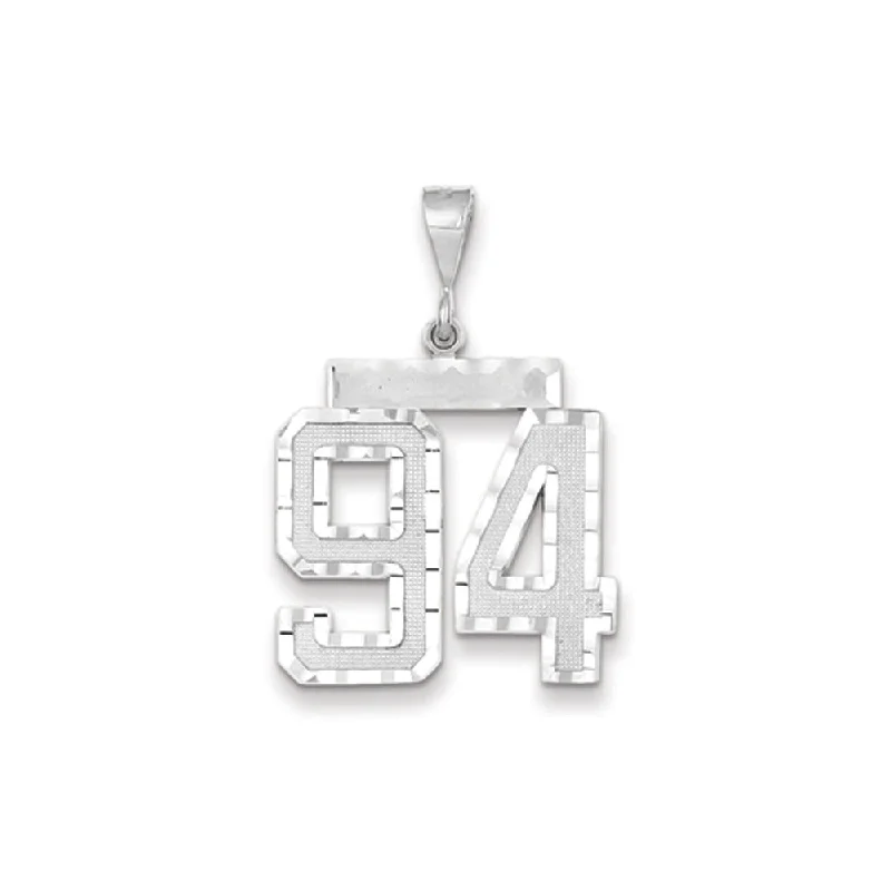 Military - Inspired Dog Tag Pendant with Engraved Service Numbers14k White Gold, Varsity Collection, Large D/C Pendant, Number 94 Military - Inspired Dog Tag Pendant with Engraved Service Numbers14k White Gold, Varsity Collection, Large D/C Pendant, Number 94