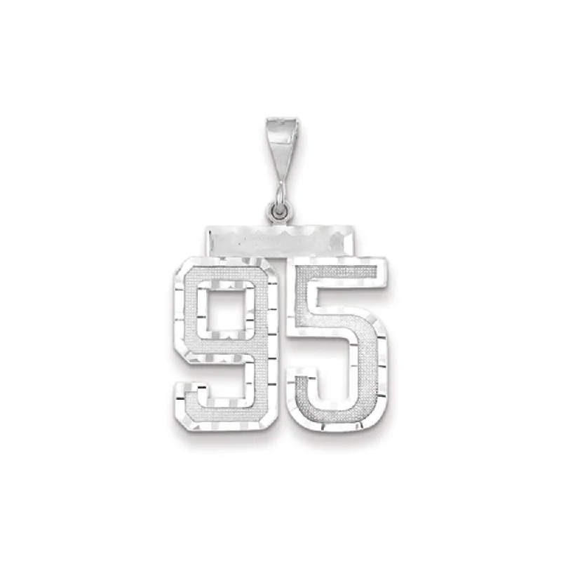 Glow - in - the - Dark Starry Sky Pendant for Nighttime Adventures14k White Gold, Varsity Collection, Large D/C Pendant, Number 95 Glow - in - the - Dark Starry Sky Pendant for Nighttime Adventures14k White Gold, Varsity Collection, Large D/C Pendant, Number 95