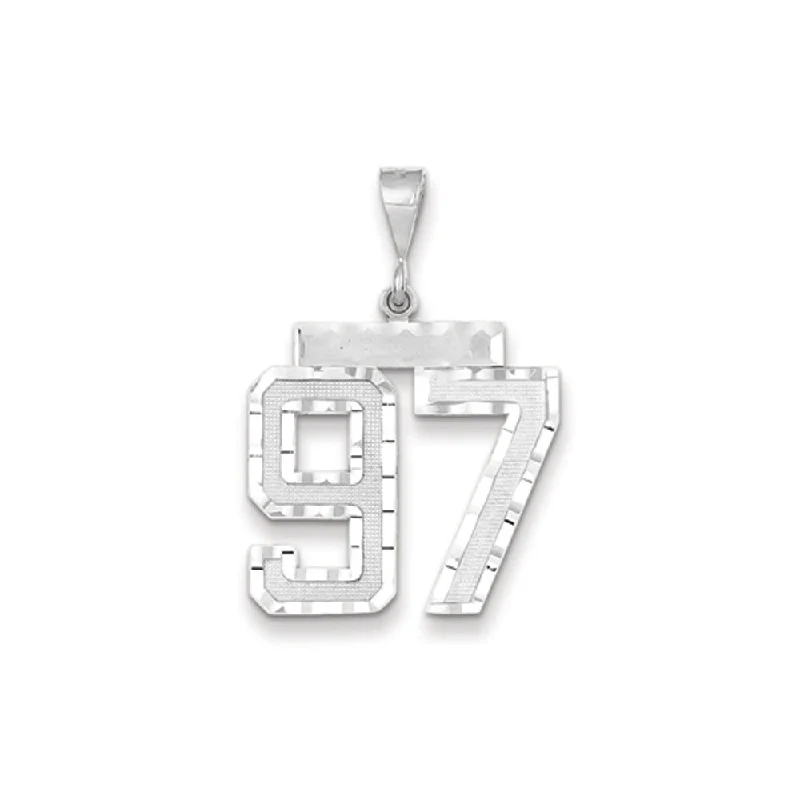 Enamel - Painted Owl Pendant in Vibrant Colors for a Playful Look14k White Gold, Varsity Collection, Large D/C Pendant, Number 97 Enamel - Painted Owl Pendant in Vibrant Colors for a Playful Look14k White Gold, Varsity Collection, Large D/C Pendant, Number 97