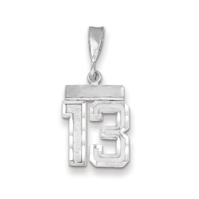 Water - Resistant Stainless Steel Diving - Themed Pendant for Divers14k White Gold, Varsity Collection, Small D/C Pendant, Number 13 Water - Resistant Stainless Steel Diving - Themed Pendant for Divers14k White Gold, Varsity Collection, Small D/C Pendant, Number 13