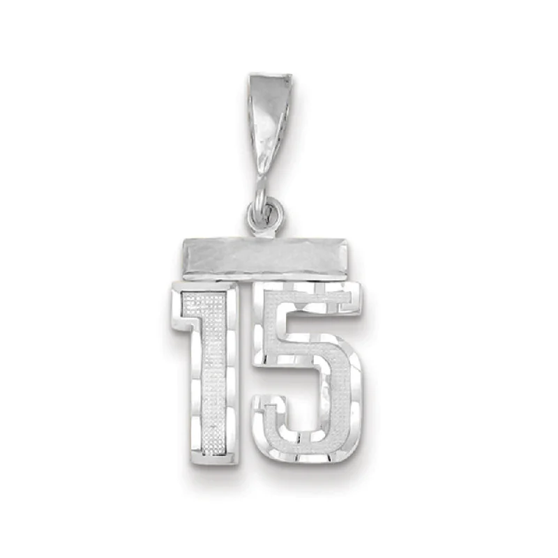 Hypoallergenic Titanium Infinity Symbol Pendant for Sensitive Skin14k White Gold, Varsity Collection, Small D/C Pendant, Number 15 Hypoallergenic Titanium Infinity Symbol Pendant for Sensitive Skin14k White Gold, Varsity Collection, Small D/C Pendant, Number 15