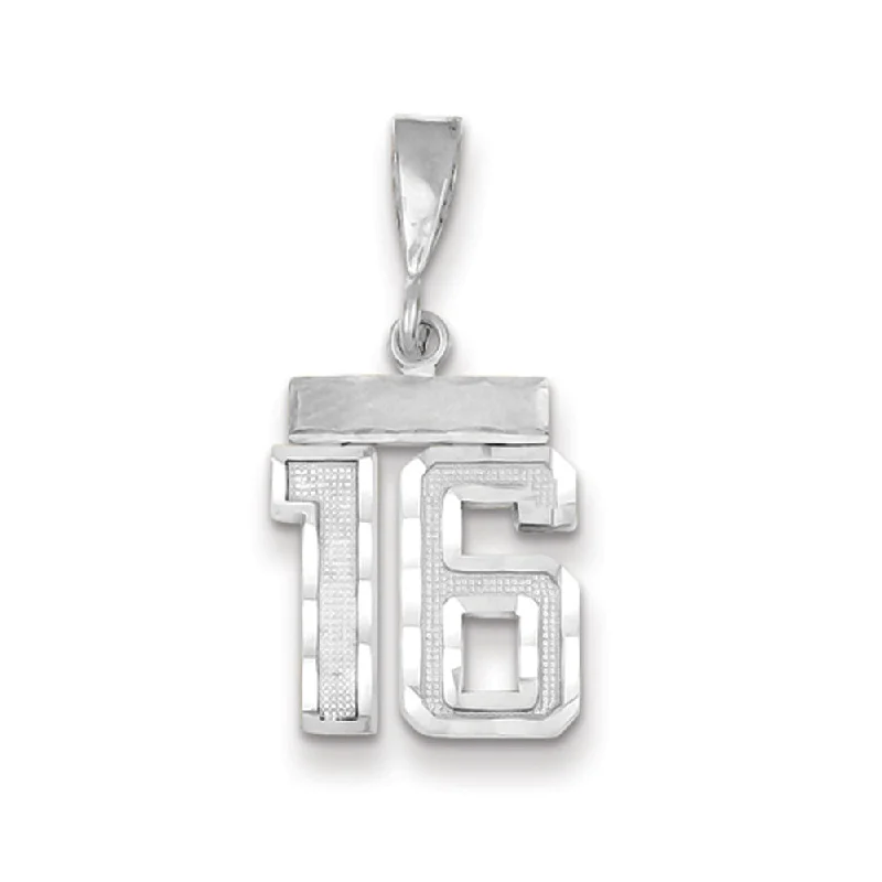 Double - Heart Pendant with Interlocking Design for Couples14k White Gold, Varsity Collection, Small D/C Pendant, Number 16 Double - Heart Pendant with Interlocking Design for Couples14k White Gold, Varsity Collection, Small D/C Pendant, Number 16
