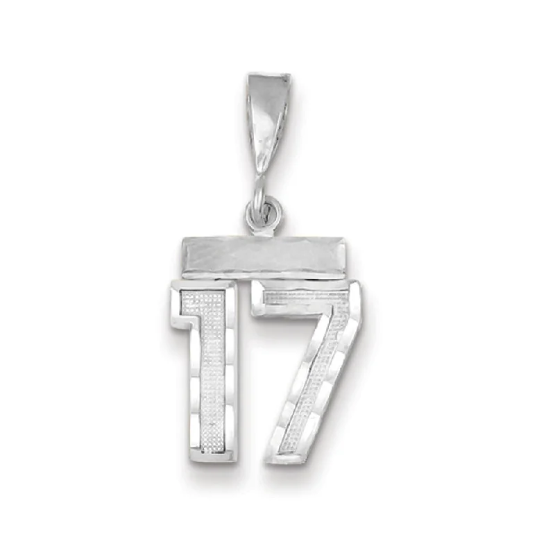 Laser - Cut Woodland Scene Pendant for Nature Enthusiasts14k White Gold, Varsity Collection, Small D/C Pendant, Number 17 Laser - Cut Woodland Scene Pendant for Nature Enthusiasts14k White Gold, Varsity Collection, Small D/C Pendant, Number 17