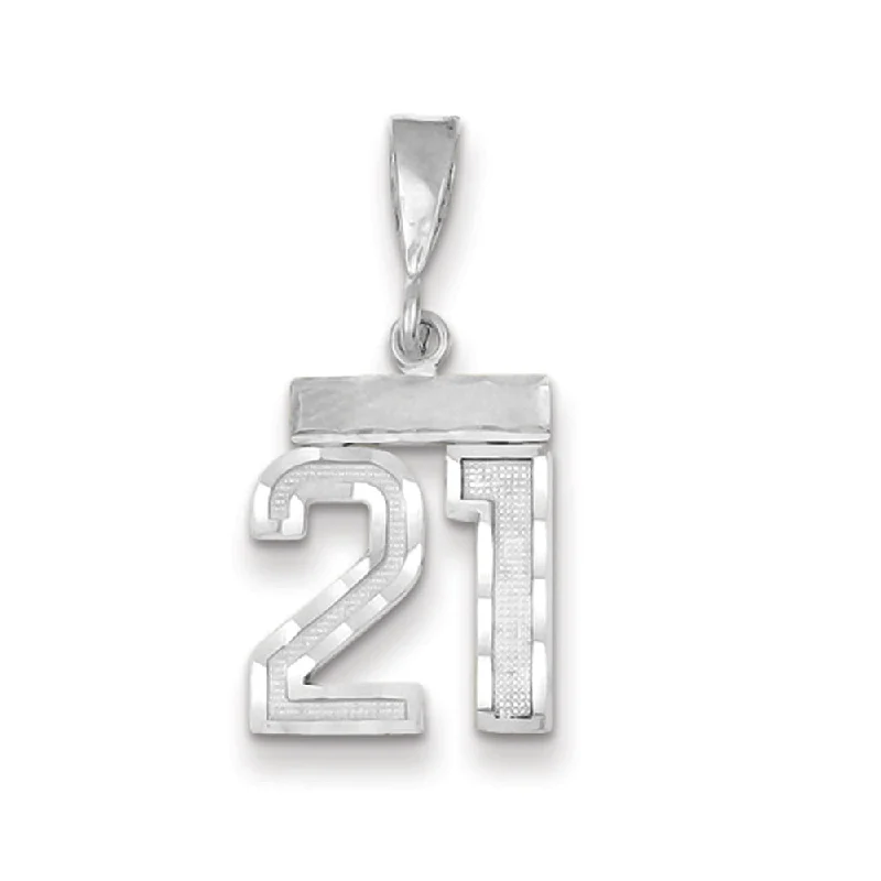 Double - Heart Pendant with Interlocking Design for Couples14k White Gold, Varsity Collection, Small D/C Pendant, Number 21 Double - Heart Pendant with Interlocking Design for Couples14k White Gold, Varsity Collection, Small D/C Pendant, Number 21