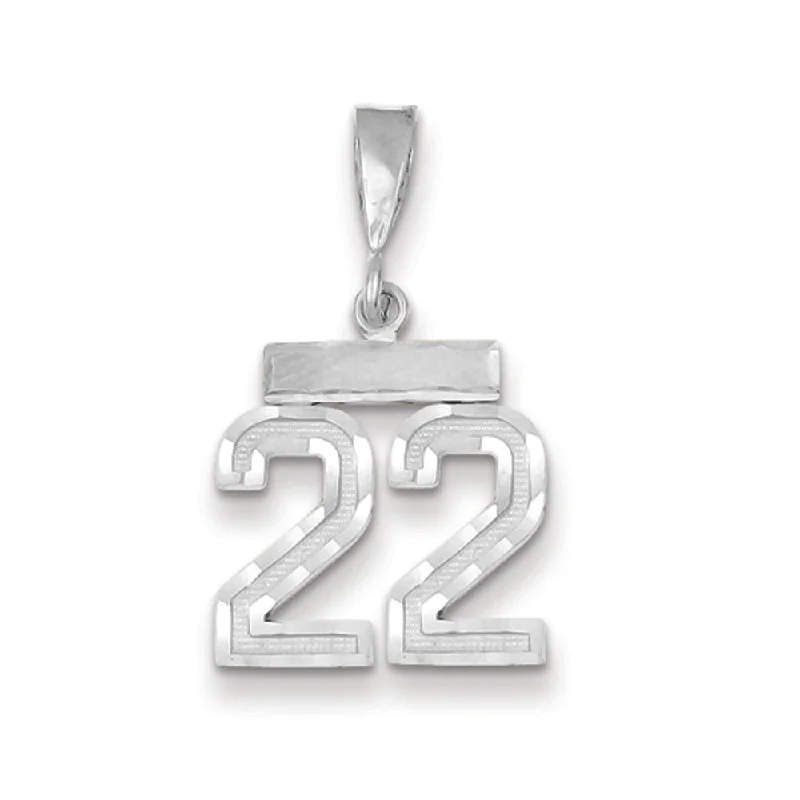 Glow - in - the - Dark Starry Sky Pendant for Nighttime Adventures14k White Gold, Varsity Collection, Small D/C Pendant, Number 22 Glow - in - the - Dark Starry Sky Pendant for Nighttime Adventures14k White Gold, Varsity Collection, Small D/C Pendant, Number 22