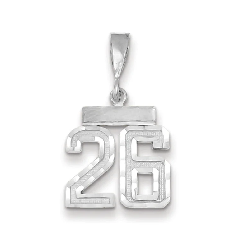 Handmade Leather - Wrapped Crystal Pendant for a Bohemian Aesthetic14k White Gold, Varsity Collection, Small D/C Pendant, Number 26 Handmade Leather - Wrapped Crystal Pendant for a Bohemian Aesthetic14k White Gold, Varsity Collection, Small D/C Pendant, Number 26